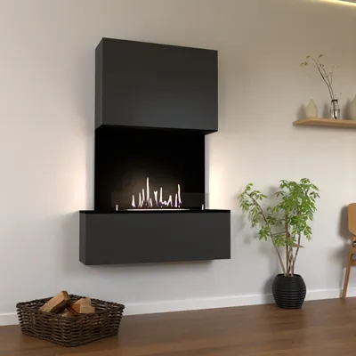 Produktbild von GLOW FIRE Ethanol Kamin 'Levanger' | Ethanolofen in Grau mit 3 Std. Brenndauer und 2 KW Heizleistung | BxHxT: 104x150x25,8 cm