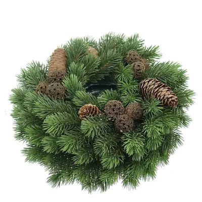 Immagine prodotto di GASPER Decorazioni natalizie Ghirlanda di abete verde con pigne Ø 24 cm - Piante artificiali