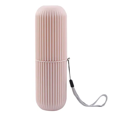 Produktbild von Tragbare Reisestaubfasser Zahnbürsten Zahnpasta Halterbecher Hülle Aufbewahrungsbox-Rosa