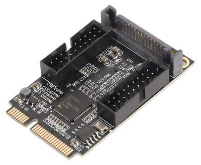 Obrázok produktu pre Adaptér Mini PCIe na USB 3.0 Rozširujúca karta Mini PCIe s 4 portmi a 19-pinovým konektorom s rozhraním SATA na nabíjanie pre Windows a OS X