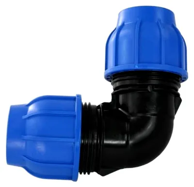 Produktbild von 90° Winkel Klemmverbinder 63mm - PE Rohr - 63 x 63 PE Verschraubung PN16, DVGW