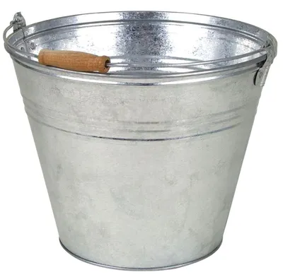 Image de BURI Seau en zinc 10L avec poignée en bois Seau à eau Seau en tôle Décoration de jardin Bac à fleurs