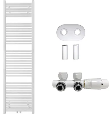 Productafbeelding van Badkamerradiator set Lincoln - centrale verwarming - centrale aansluiting 50 mm - 559W - wit, glanzend - 1800x500 mm