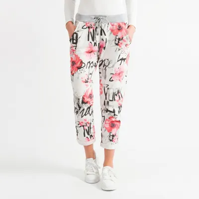 Produktbild von Damen Jogginghose Baumwolle Sporthose Stretch Freizeithose Sommer, Boyfriend Style 95% Baumwolle & Stretch, Print Sweathose Edelheld Gr.36-38