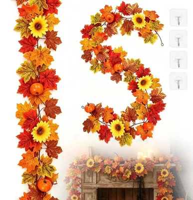 Produktbild von 2 Stück Herbstgirlande mit Kürbissen und Sonnenblumen