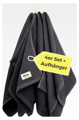Produktbild von Geschirrtücher aus Baumwolle in Grau - Saugstark und Weich - Waffeltücher für die Küche - Streifenfreie Geschirrhandtücher - Fusselfrei
