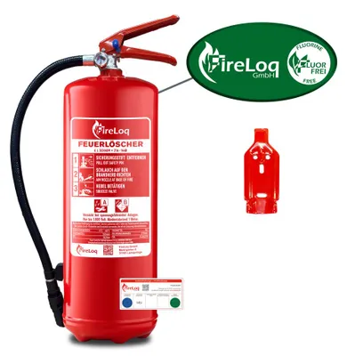 Produktbild von FireLoq 6L fluorfrei Schaum Feuerlöscher für Brandklasse AB mit 21A | 144B ergibt Dauerdruck inkl. Prüfnachweis, Wandhalter und Manometer