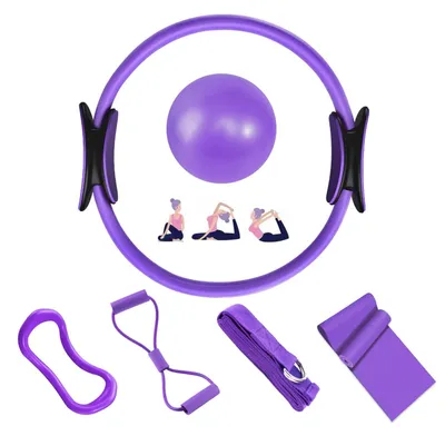 Productafbeelding van Solidchoice - Pilates Ring Set met Mini Bal en Weerstandsbanden voor Thuis Workout