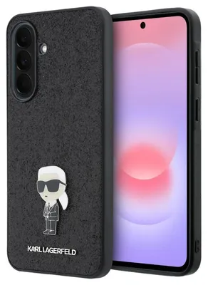 Obrázok produktu pre Karl Lagerfeld pevný glitter kryt s ikonickým kovovým logom pre Samsung Galaxy A37 5G čierny (KLHCSA37GKNPSK)