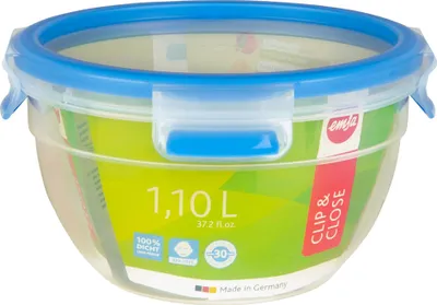 Produktbild von EMSA CLIP & CLOSE FRISCHHALTEDOSE RUND, Box, Rund, 1,1 l, Transparent, Polypropylen (PP), Thermoplastisches Elastomer (TPE), Deutschland