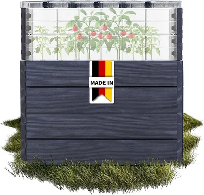 Produktbild von GARANTIA ERGO QUADRO TurboPlus L 80 Hochbeet Wood, inkl. FLORA Wassersparsystem