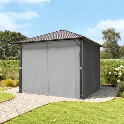 Produktbild von TOOLPORT Gartenpavillon 3x3 m Stahl-Dach mit Moskitonetzen und Seitenteilen in grau