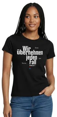 Produktbild von Spreadshirt Die Drei Fragezeichen Wir Übernehmen Jeden Fall Spruch Frauen T-Shirt, XXL, Schwarz