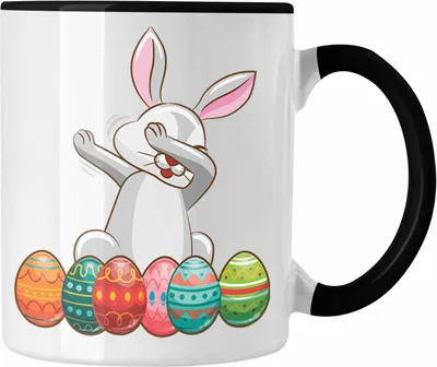 Produktbild von Trendation - Tasse Ostern Ostergeschenke Kinder Jugendliche Geschenke Lustige Grafik Osterhase Dab (Schwarz)