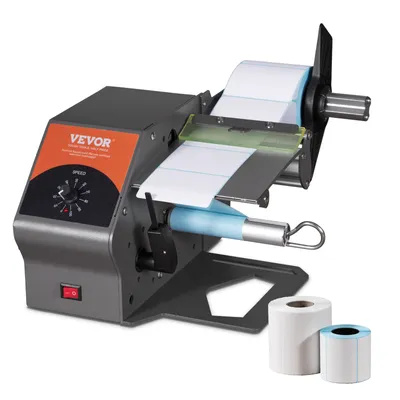Zdjęcie produktu dla Automatyczny dyspenser etykiet VEVOR, szerokość 5-115 mm, długość >5 mm, odklejak etykiet, separator etykiet, bezstopniowa regulacja prędkości, aplikator etykiet, silnik z miedzianą cewką 24 V