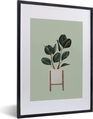 Produktbild von MuchoWow® MuchoWow® Gerahmtes Poster Zimmerpflanzen - Blumentopf - Grün 30x40 cm - Poster mit zchwarzem Bilderrahmen - Wandposter Schlafzimmer