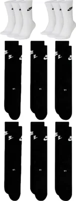 Produktbild von 9 Paar NIKE DX5025 Essential CREW Socken Damen, Herren, Unisex Sportsocken - Farbe: weiß /schwarz / schwarz - Größe: 46-50