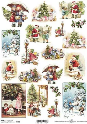 Image de Papier de riz ITD Decoupage Papier de bricolage Technique de serviettes R602 Noël