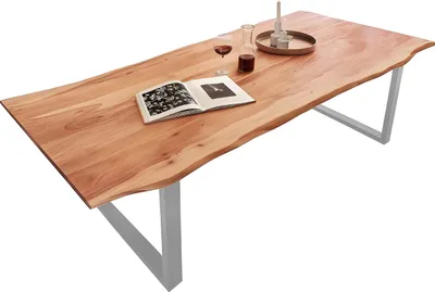 Produktbild von SAM® Esstisch Baumkante massiv Akazie natur 180 x 90 silber QUINN