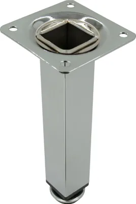 Zdjęcie produktu dla Nóżka meblowa, prosta, kwadratowa, w kolorze srebrnym, metalowa, regulowana, 15 cm
