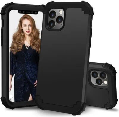 Produktbild von iPhone 11 Pro Max Hülle, LaimTop Heavy Duty 3 in 1 Hybrid Hart PC Flexibel TPU Silikon Stossfest Kratzfest Tasche Schutzhülle für iPhone 11 Pro Max Schwarz