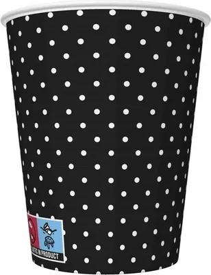 Immagine prodotto di Bicchiere di carta nero a pois bianchi 250ml 8pz.