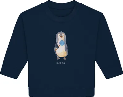 Produktbild von Mr. & Mrs. Panda Organic Baby Pullover Pinguin Lolli 24. - 36. Monat - French Navy - Geschenk, Bullover, Heißhunger, Naschen, Gauner, Süßigkeiten, Spruch, Süß