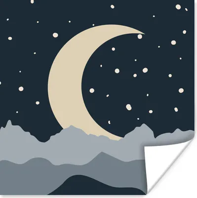 Produktbild von MuchoWow® Poster Pastell - Nacht - Mond 30x30 cm - Wandposter - Printing