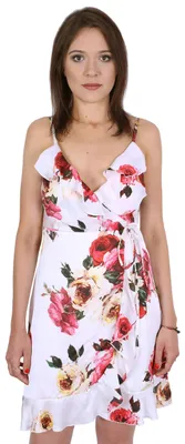 Produktbild von John Zack Weiß, Satinkleid Blumenprint S-M