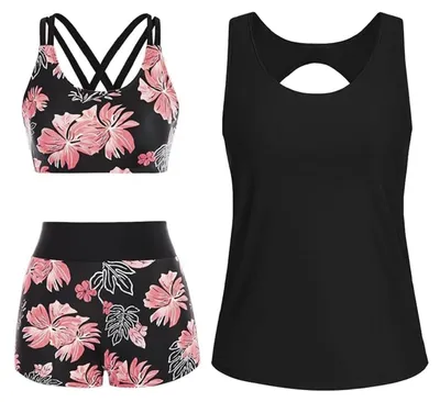 Immagine prodotto di Solidchoice - Elegante set costume da bagno a due pezzi (tankini) con vita alta