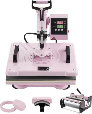 Image de Presse à chaleur 5 en 1 - Presse à transfert 30x38 cm pour T-shirts et tumbler - machine à transfert de chaleur rose