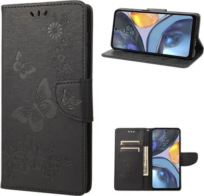 Produktbild von König Design Hülle kompatibel mit Motorola Moto G22 Kunstleder Handyhülle - Handy Case Schwarz