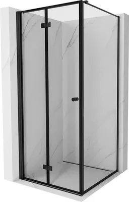 Produktbild von Mexen Mist-F T Faltduschkabine links 80 x 80 cm, schwarzer Rahmen, schwarz - 8A6T-080-080-70-70-L