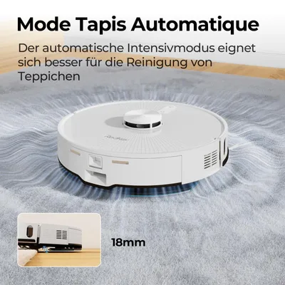 Zdjęcie produktu dla Odkurzacz robot z funkcją mopowania, automatycznie opróżniający pojemnik – model R10 – 2 w 1: odkurzanie i mopowanie – moc ssania 4000 Pa – nawigacja LiDAR – czas pracy do 180 minut – duży pojemnik na kurz