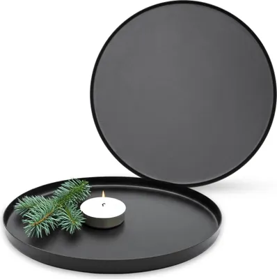 Immagine prodotto di 1.10 Vassoio in metallo nero con bordo - set di 2 / circa Ø 21,5 cm - ciotola decorativa (2 pezzi)
