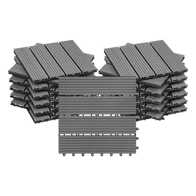 Produktbild von WOLTU WPC Terrassenfliesen Holzoptik Terrassendielen Fliese in Bodenbelag mit klicksystem, für Terrasse und Balkon Hellgrau, 30x30 cm im Set (22 Stück / 2 m²)