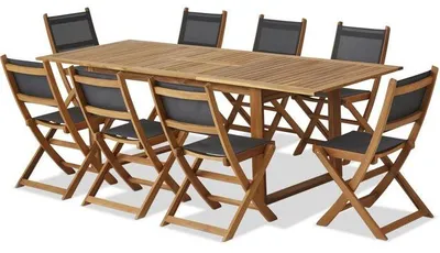 Productafbeelding van Tuinset: Uitschuifbare tafel + 8 stoelen, acaciahout, voor 8 personen, 180-240 cm, LEVATA Bocarnea