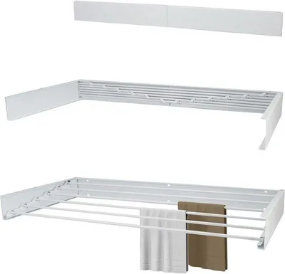 Produktbild von Famanu Wandtrockner 120 cm, 6 Meter Trockenlänge - Klappbar und inklusive Bohrschablone
