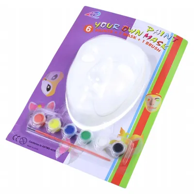 Produktbild von Gacek Weiße Bastelmaske zum Bemalen mit Farben Pinsel