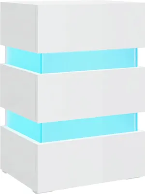 Produktbild von vidaXL LED-Nachttisch Hochglanz-Weiß 45x35x67 cm Holzwerkstoff