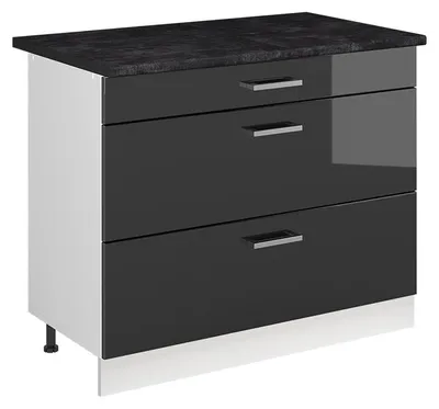 Immagine prodotto di Mobiletto base per cucina Vicco R-Line Antracite lucido/Bianco 100 cm piano di lavoro Antracite, Model 71488