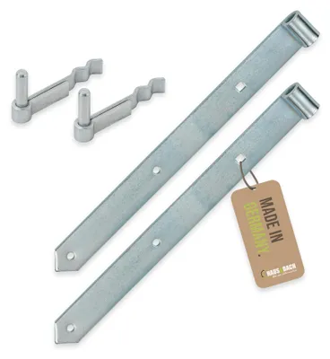 Produktbild von HAUS&DACH Ladenband Set 600 mm, Kloben Ø13 mm zum Einmauern, blau verzinkt - Torband / Türband für Gartentor, Holztor & Fensterladen
