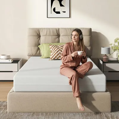 Imagen del producto de Colchón de espuma viscoelástica de 140x200 cm, de firmeza media, con una altura de 20 cm, núcleo de espuma D25 y funda 3D desmontable