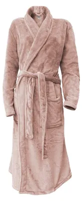 Produktbild von LINNICK Flanell Fleece Bademantel Uni - hellrosa - S