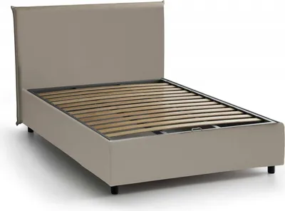 Produktbild von Quadratisches und halbes Bett Assia, Containerbett mit Kunstlederbezug, 100%  Italy, Frontöffnung, passend für Matratze Cm 120x200, Turteltaube