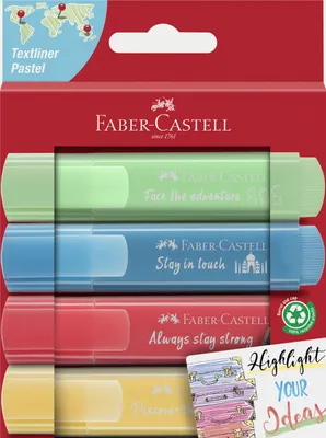Produktbild von Faber-Castell TL 46, 4 Stück(e), Blau, Grün, Rot, Gelb, Meißel, Kunststoff, Tinte auf Wasserbasis, Fensterbox