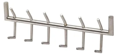 Produktbild von Wandgarderobe aus Metall in Silber, 60 cm - Garderobenpaneel mit Hakenleiste - 6 Kleiderhaken