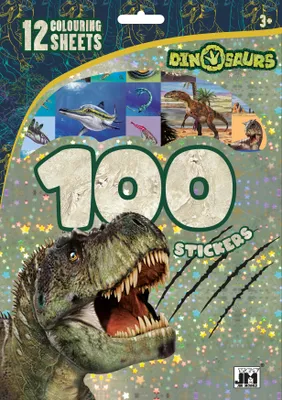 Imagen del producto de Dinosaurios: 100 pegatinas con hojas para colorear