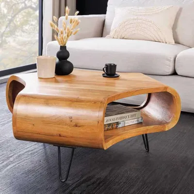 Produktbild von Design Couchtisch LIVE-RANIC 90cm braun Akazienholz mit Stauraum