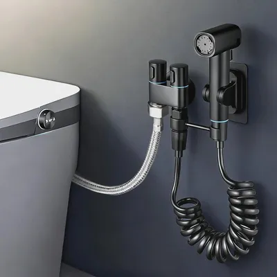 Produktbild von Handbrause für Toilette: Edelstahl Bidet Sprühkopf Handbrause mit Doppelsteuerventil 1 in 2 Ausgängen, Bidet Handbrause Set für WC